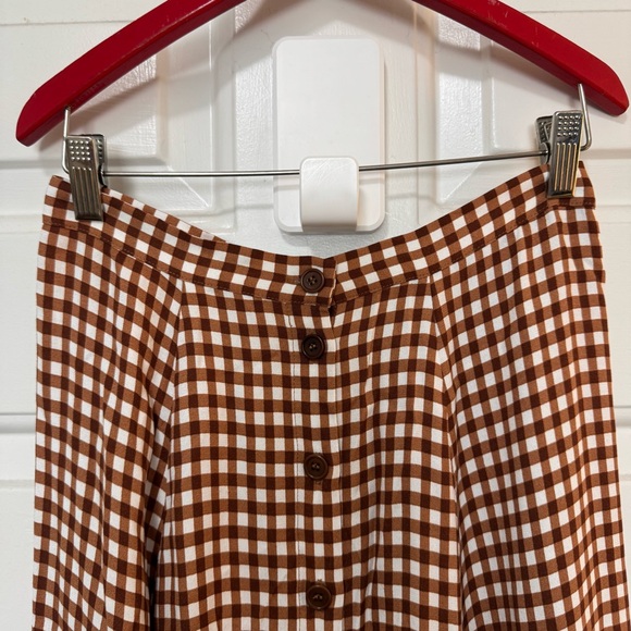 NWOT Reformation Hermosa Midi Skirt in Brown Gingham Size 6 $158 - Picture 3 of 10